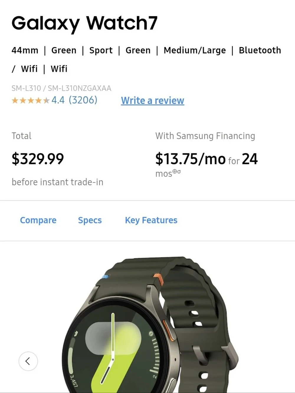 Samsung Galaxy Watch7 — Dark Green/Black Smartwatch